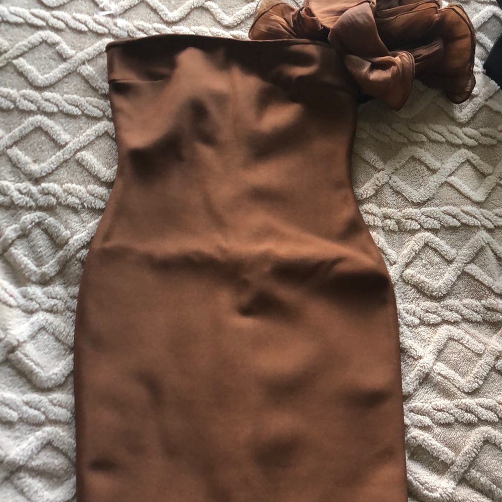 Brown halter top fitted dress. Size medium